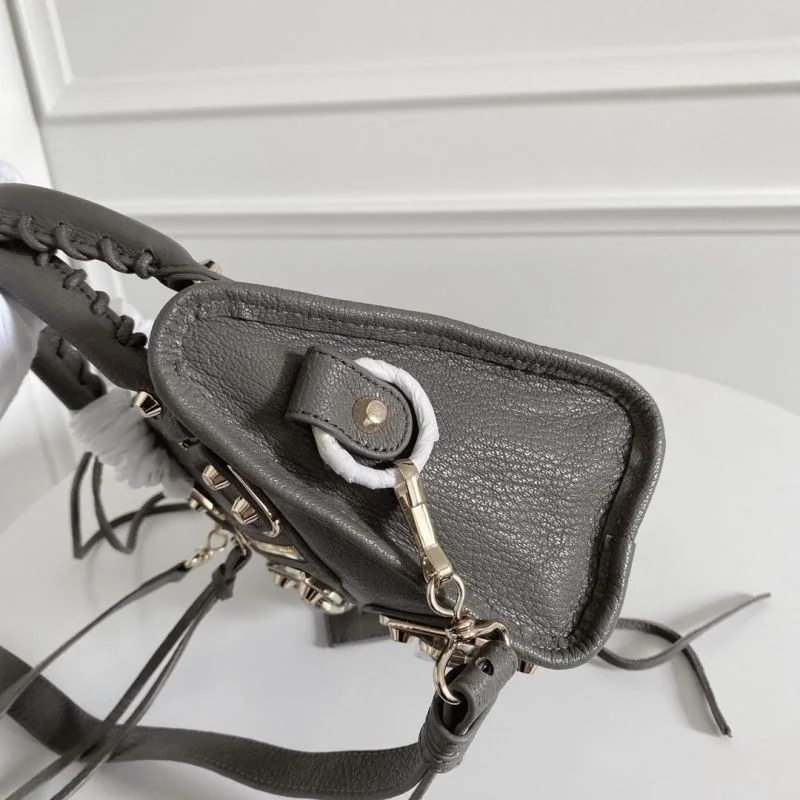 Balenciaga  Italian Goat Leather Mini Motorcycle Bag - Deep Gray AllSeason 38294