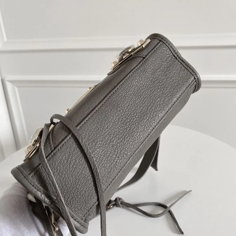 Balenciaga  Italian Goat Leather Mini Motorcycle Bag - Deep Gray AllSeason 38294