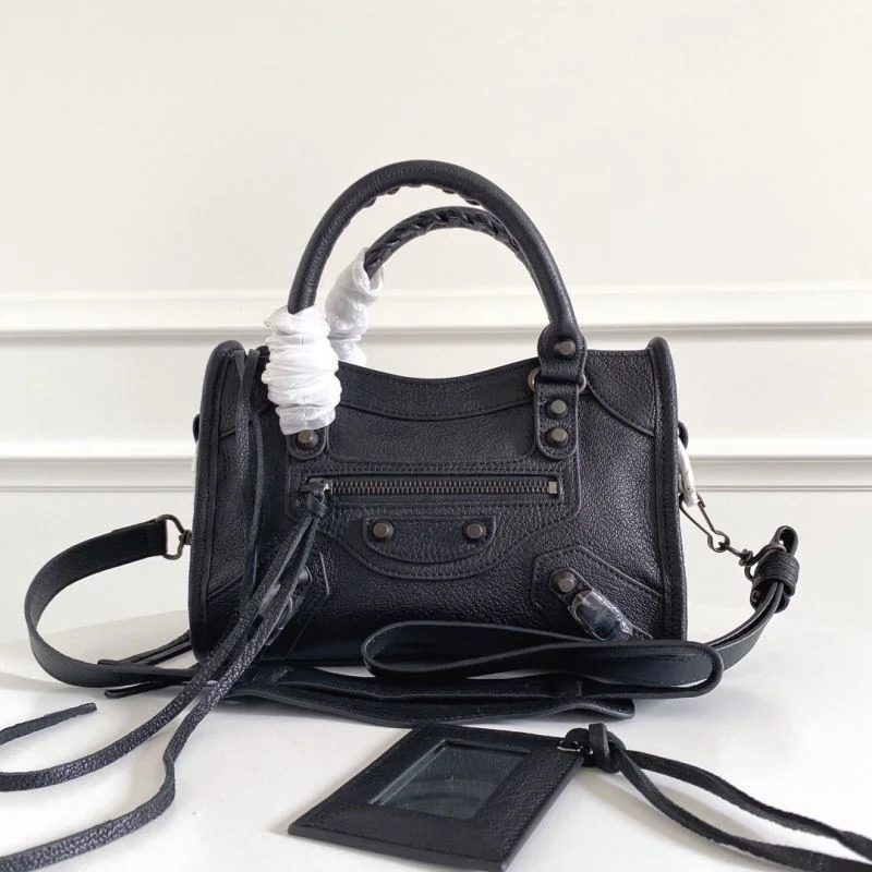 ModernLook Balenciaga  Italian Goat Leather Mini Motorcycle Bag with Strap 38299