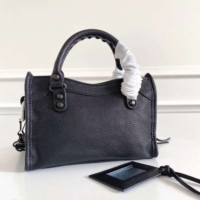 ModernLook Balenciaga  Italian Goat Leather Mini Motorcycle Bag with Strap 38299