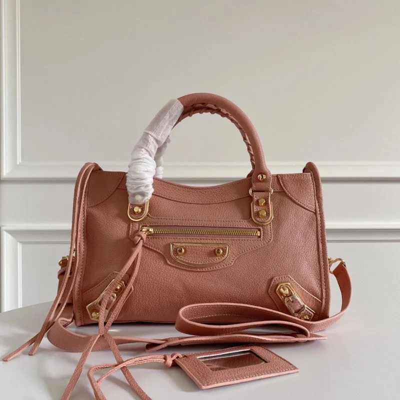 Balenciaga  Italian Goat Leather Motorcycle Bag - Light Pink 30cm Practical 38312