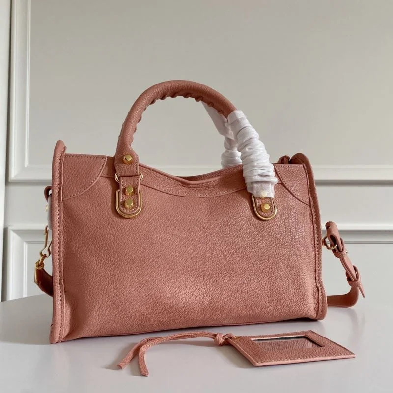 Balenciaga  Italian Goat Leather Motorcycle Bag - Light Pink 30cm Practical 38312