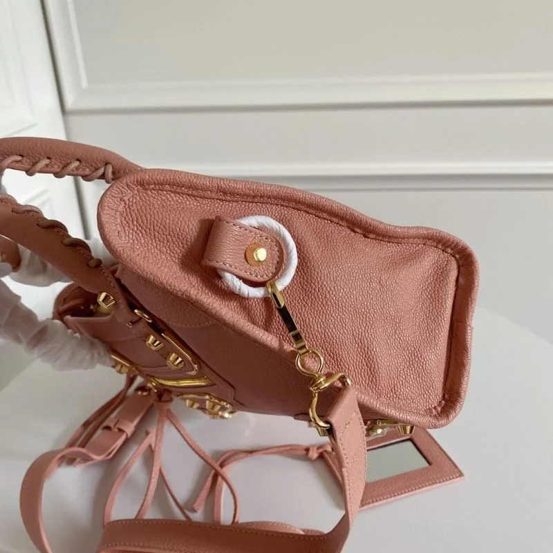 Balenciaga  Italian Goat Leather Motorcycle Bag - Light Pink 30cm Practical 38312