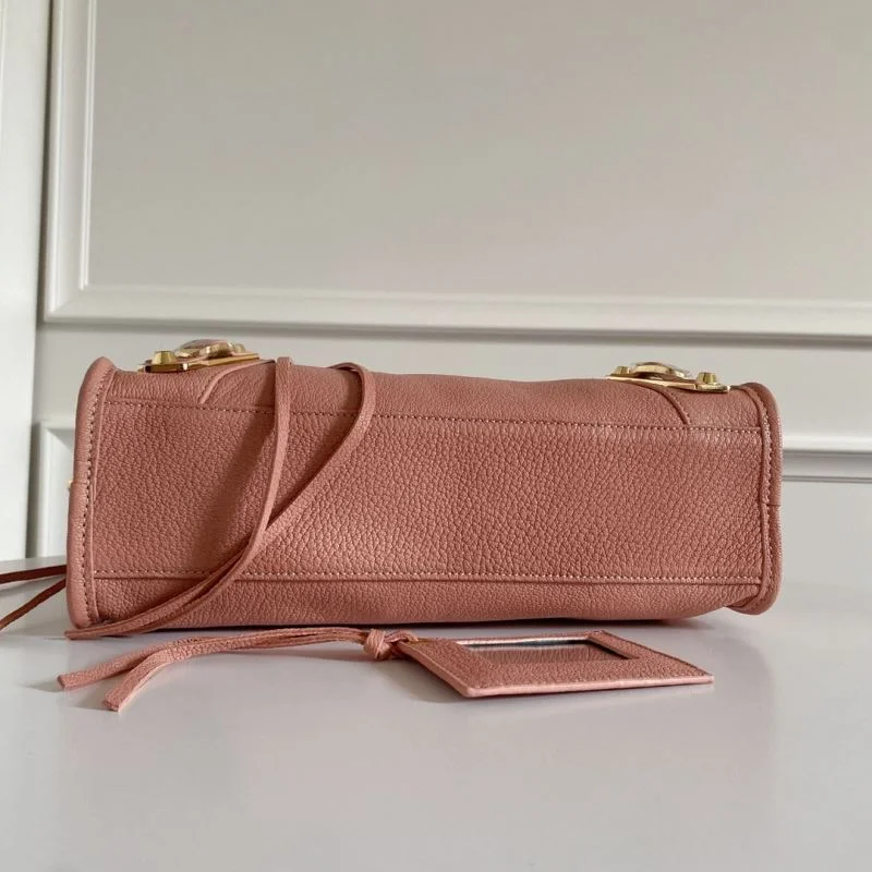 Balenciaga  Italian Goat Leather Motorcycle Bag - Light Pink 30cm Practical 38312