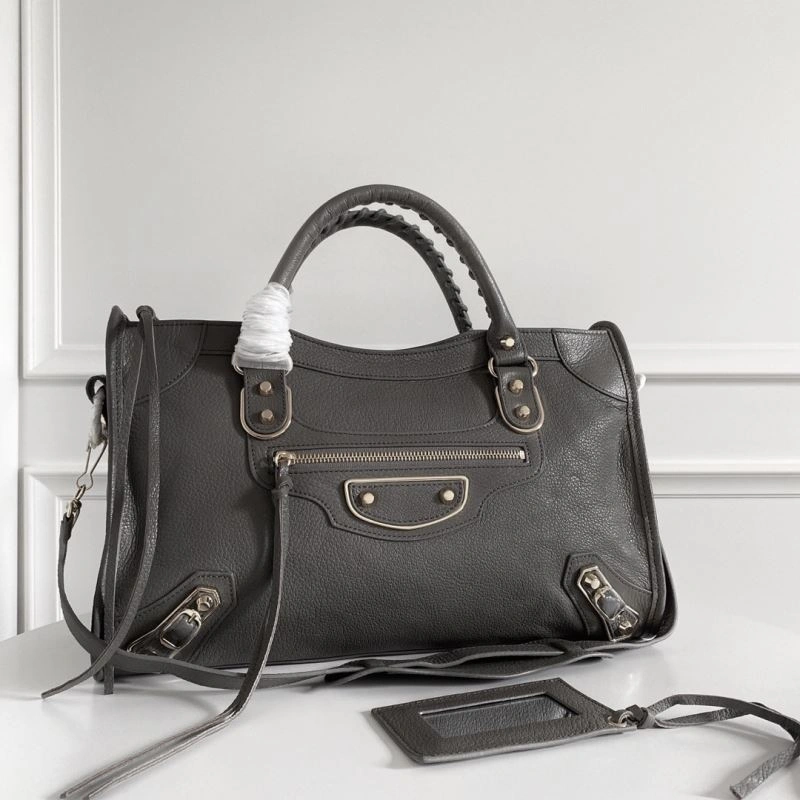 Effortless Balenciaga  Italian Goat Leather Motorcycle Bag with Gold Studs 66965