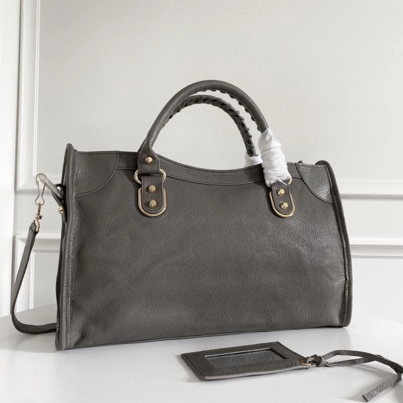 Effortless Balenciaga  Italian Goat Leather Motorcycle Bag with Gold Studs 66965