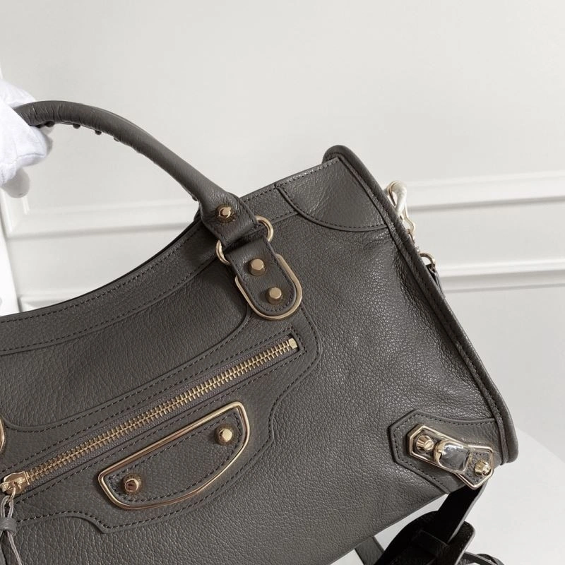 Effortless Balenciaga  Italian Goat Leather Motorcycle Bag with Gold Studs 66965