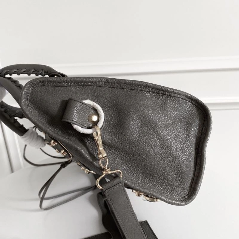 Effortless Balenciaga  Italian Goat Leather Motorcycle Bag with Gold Studs 66965