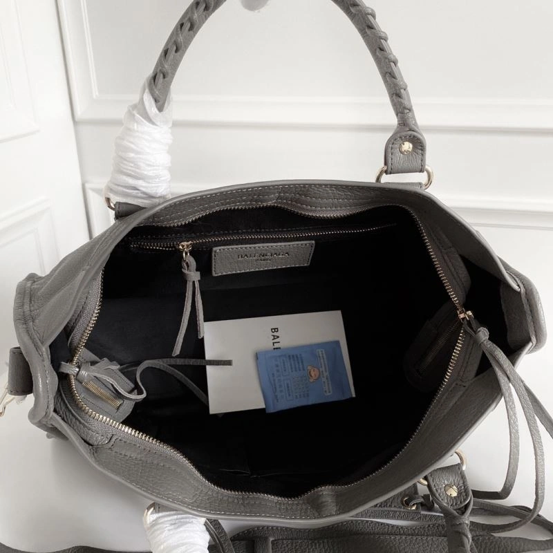Effortless Balenciaga  Italian Goat Leather Motorcycle Bag with Gold Studs 66965