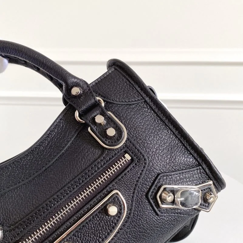 Upgraded Balenciaga  Italian Goat Leather Motorcycle Bag with Silver Buckle 38307