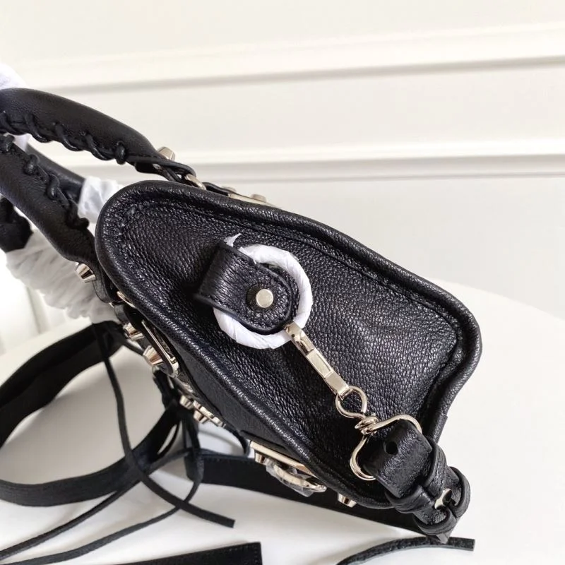 Upgraded Balenciaga  Italian Goat Leather Motorcycle Bag with Silver Buckle 38307