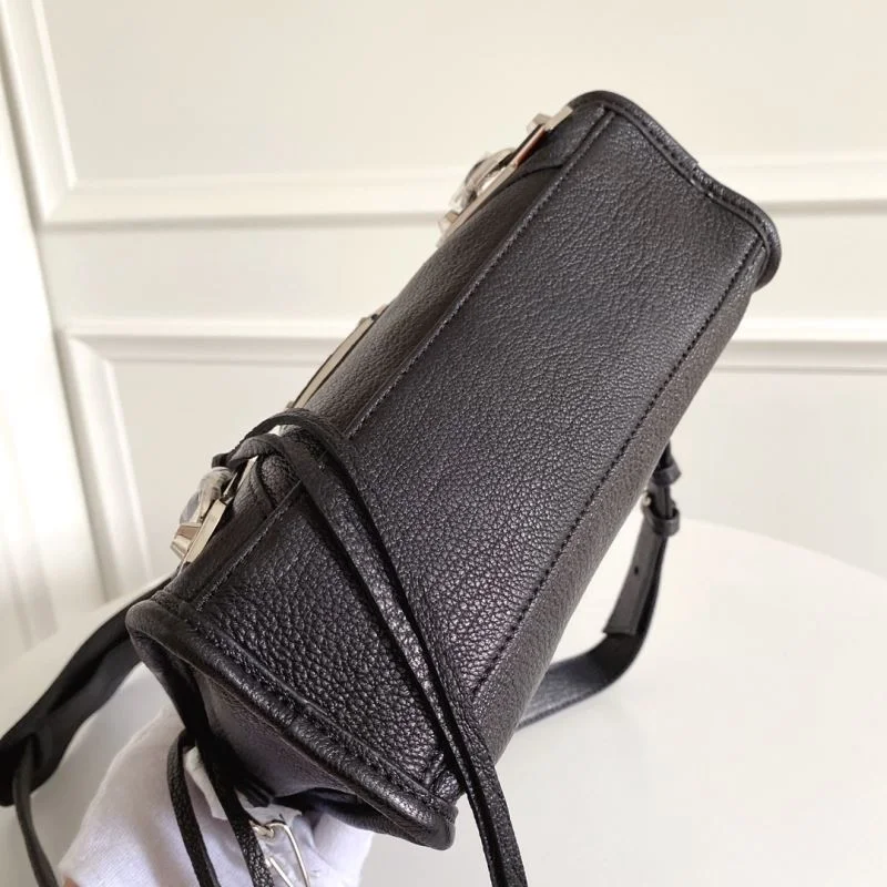Upgraded Balenciaga  Italian Goat Leather Motorcycle Bag with Silver Buckle 38307