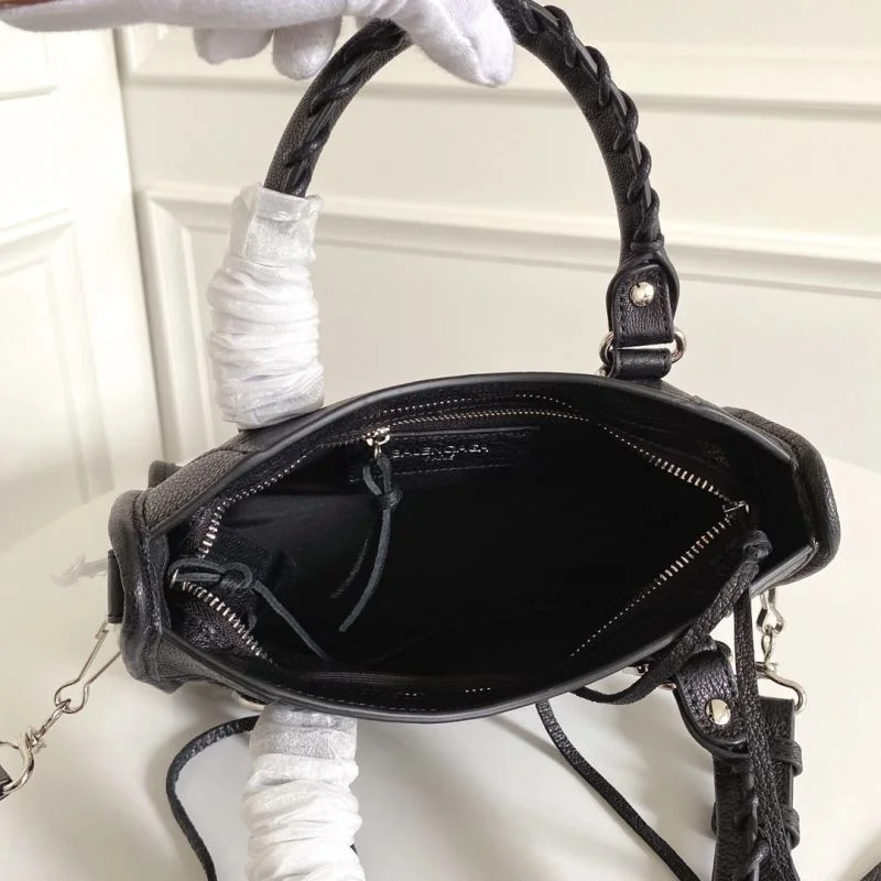 Upgraded Balenciaga  Italian Goat Leather Motorcycle Bag with Silver Buckle 38307
