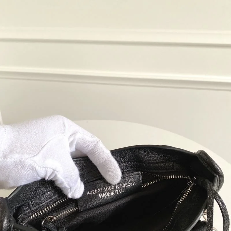 Upgraded Balenciaga  Italian Goat Leather Motorcycle Bag with Silver Buckle 38307