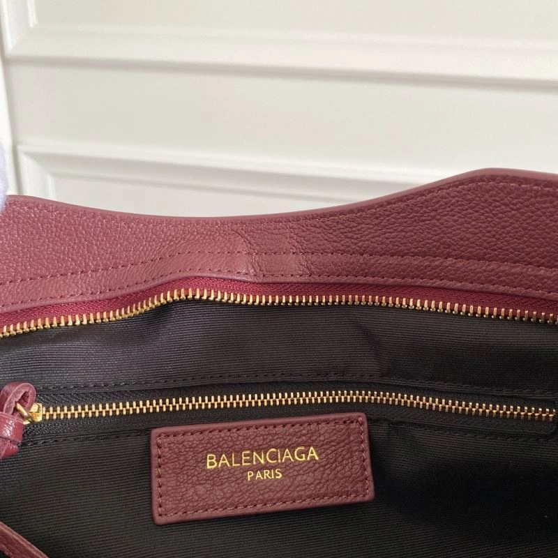 Breathable Balenciaga  Italian Goat Leather Wine Red Motorcycle Bag 66929