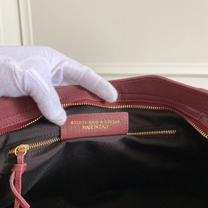 Breathable Balenciaga  Italian Goat Leather Wine Red Motorcycle Bag 66929