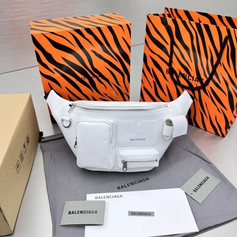 Soft Balenciaga  White Motorcycle Multi-Pocket Waist Bag for Travel 78549