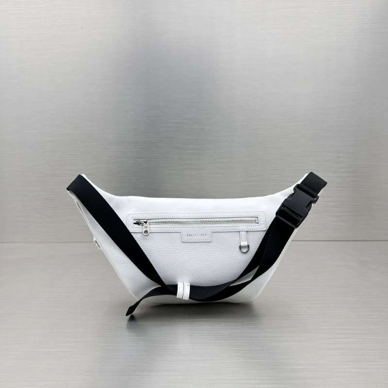 Soft Balenciaga  White Motorcycle Multi-Pocket Waist Bag for Travel 78549