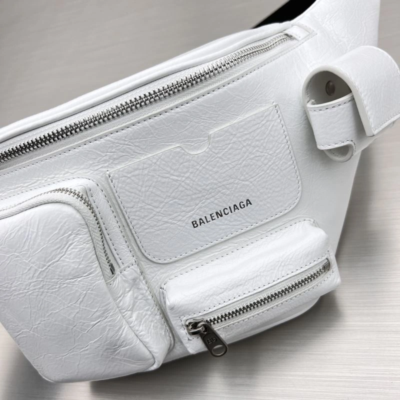 Soft Balenciaga  White Motorcycle Multi-Pocket Waist Bag for Travel 78549
