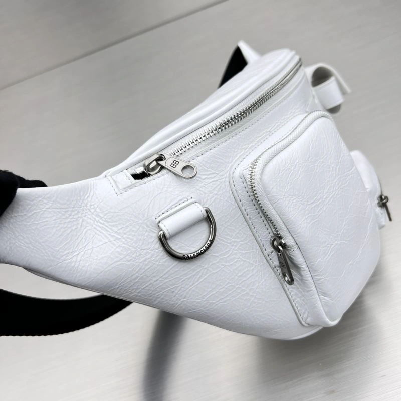 Soft Balenciaga  White Motorcycle Multi-Pocket Waist Bag for Travel 78549