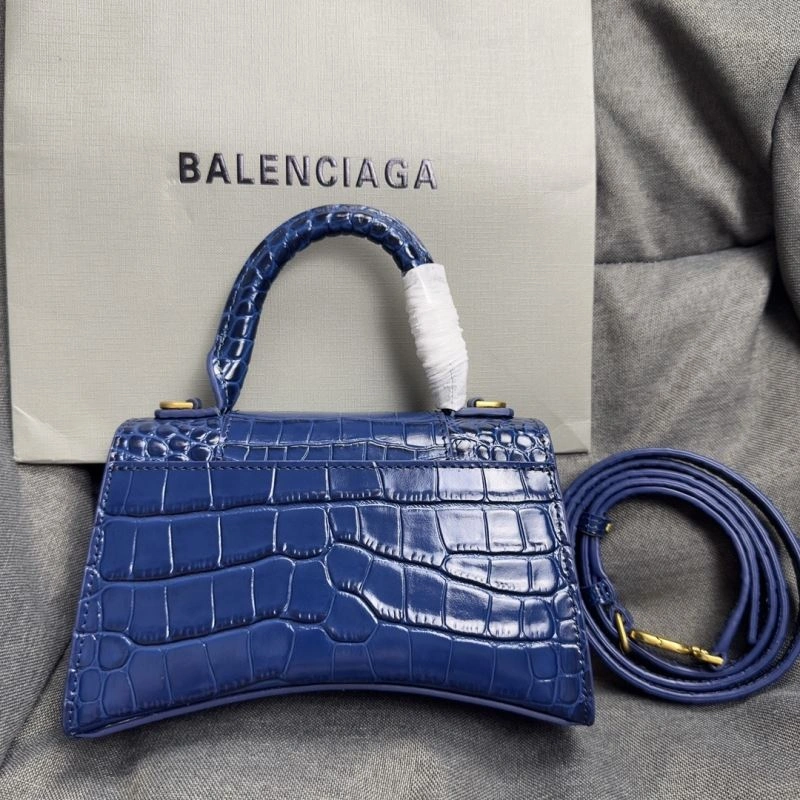 Balenciaga Cobalt Blue Croc-Pattern Hourglass XS Bag Unisex 70038