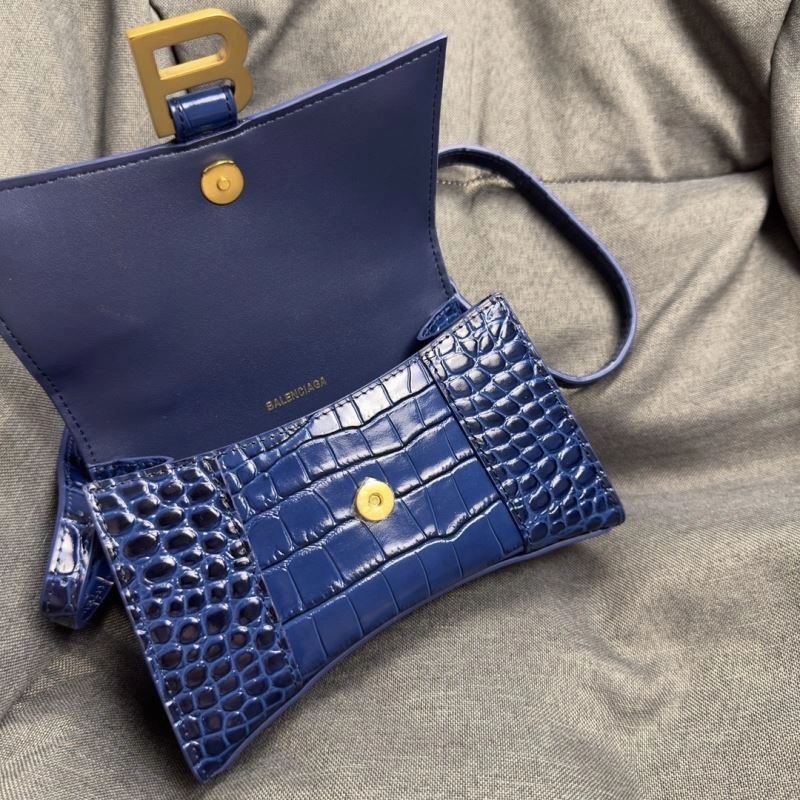 Balenciaga Cobalt Blue Croc-Pattern Hourglass XS Bag Unisex 70038