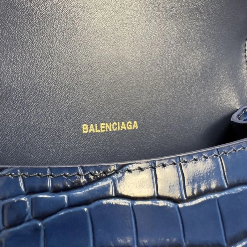 Balenciaga Cobalt Blue Croc-Pattern Hourglass XS Bag Unisex 70038