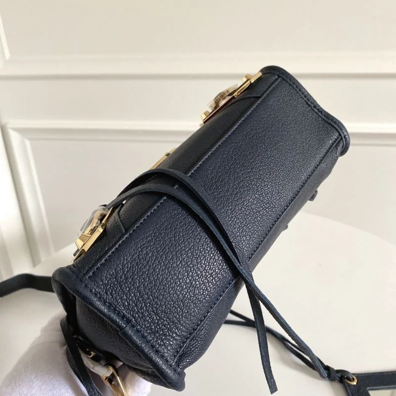 Bold Balenciaga Cobalt Blue Goat Leather Motorcycle Bag with Gold Buckle 38300