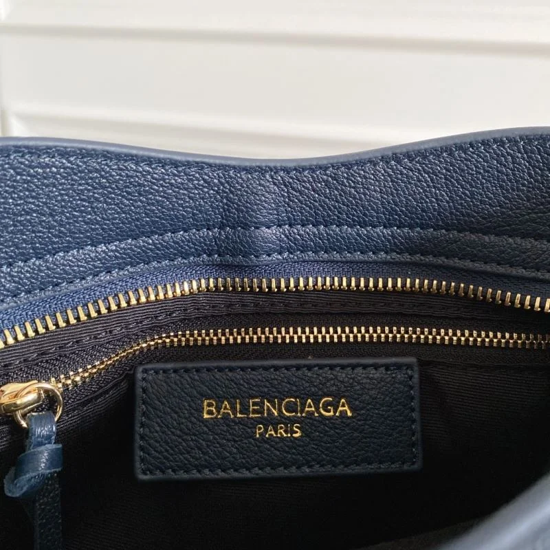Bold Balenciaga Cobalt Blue Goat Leather Motorcycle Bag with Gold Buckle 38300