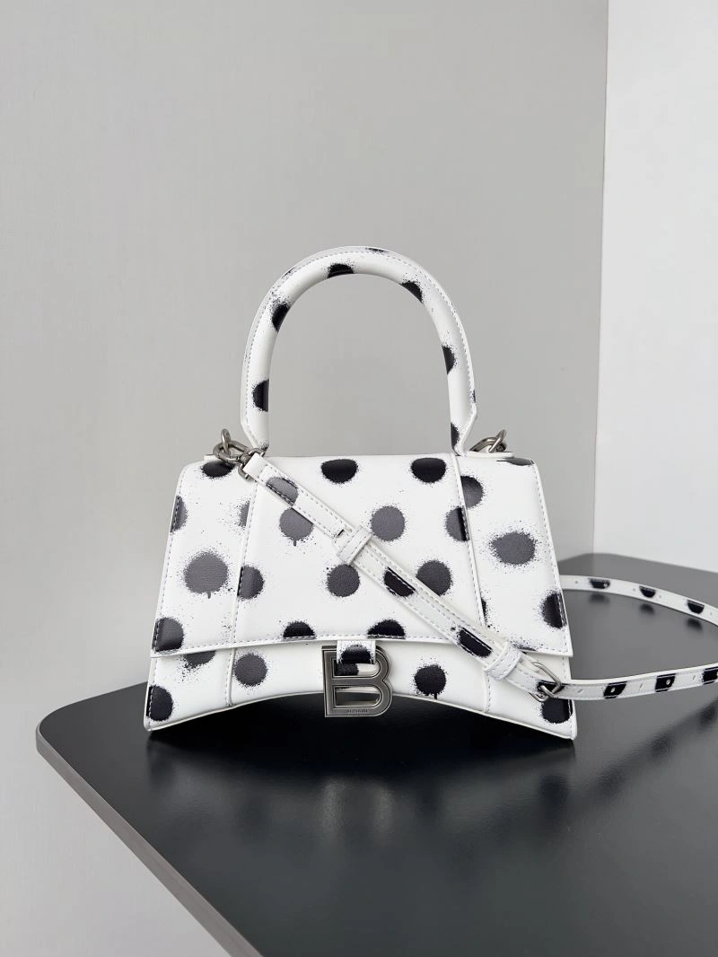 Balenciaga Crescent Moon Hourglass Bag - Polka Dot White Versatile 78657