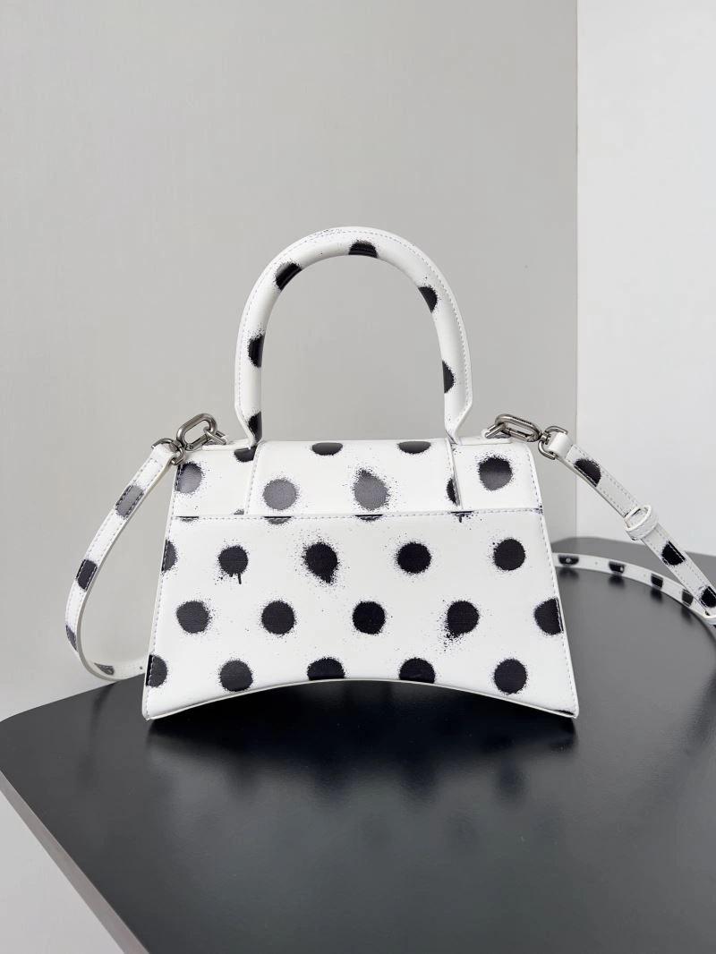 Balenciaga Crescent Moon Hourglass Bag - Polka Dot White Versatile 78657