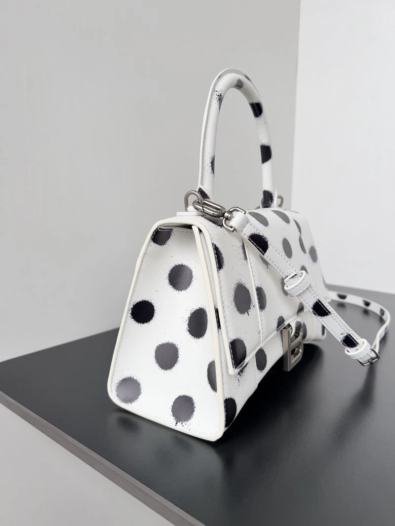 Balenciaga Crescent Moon Hourglass Bag - Polka Dot White Versatile 78657