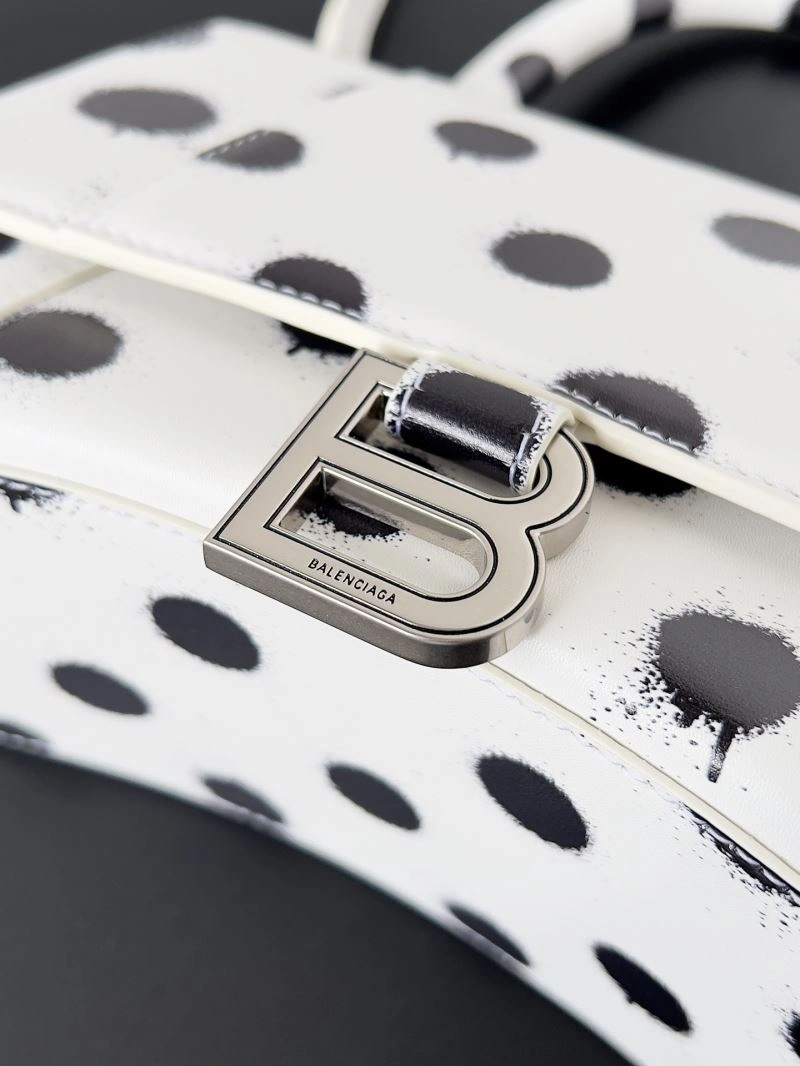 Balenciaga Crescent Moon Hourglass Bag - Polka Dot White Versatile 78657