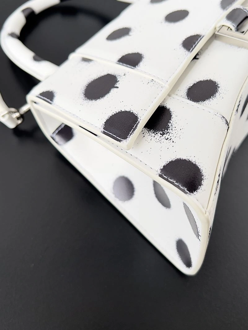 Balenciaga Crescent Moon Hourglass Bag - Polka Dot White Versatile 78657