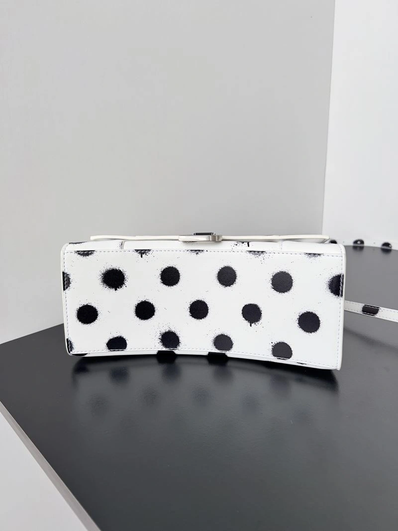 Balenciaga Crescent Moon Hourglass Bag - Polka Dot White Versatile 78657