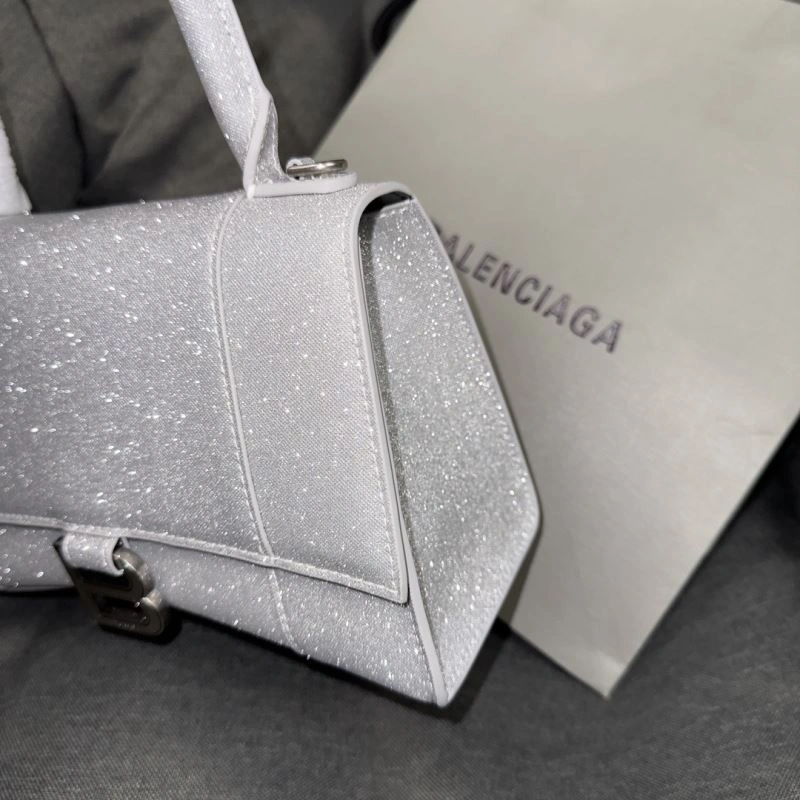 Balenciaga Crescent Moon Shiny Hourglass Bag in Silver MultiPurpose 70039