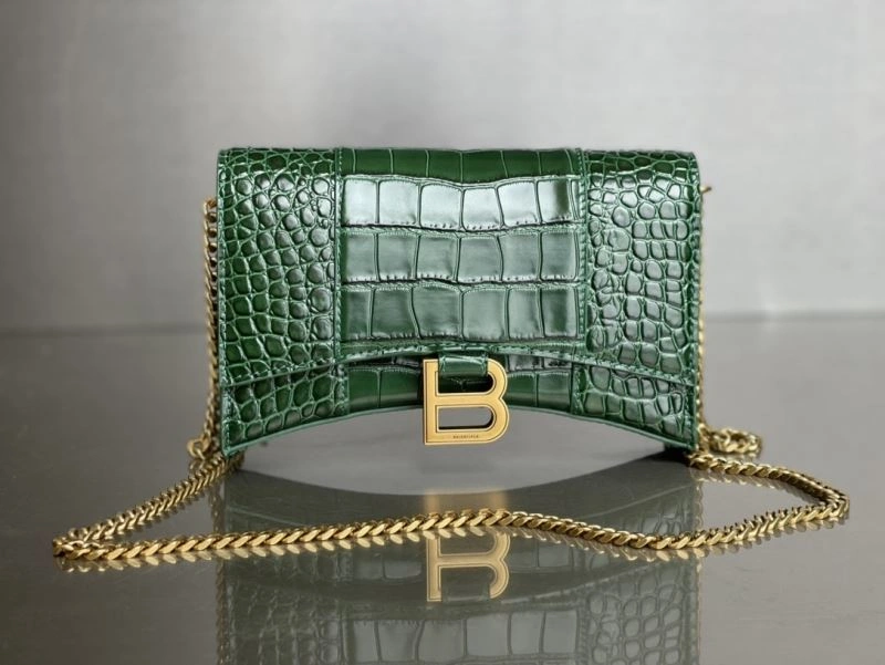 Balenciaga Crocodile Dark Green Hourglass Chain Bag Sophisticated 78698