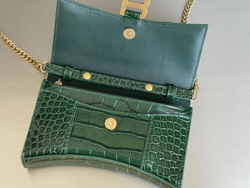 Balenciaga Crocodile Dark Green Hourglass Chain Bag Sophisticated 78698