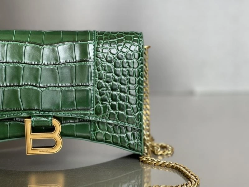 Balenciaga Crocodile Dark Green Hourglass Chain Bag Sophisticated 78698