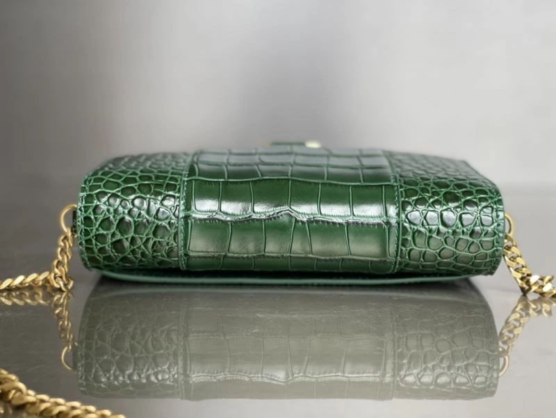 Balenciaga Crocodile Dark Green Hourglass Chain Bag Sophisticated 78698