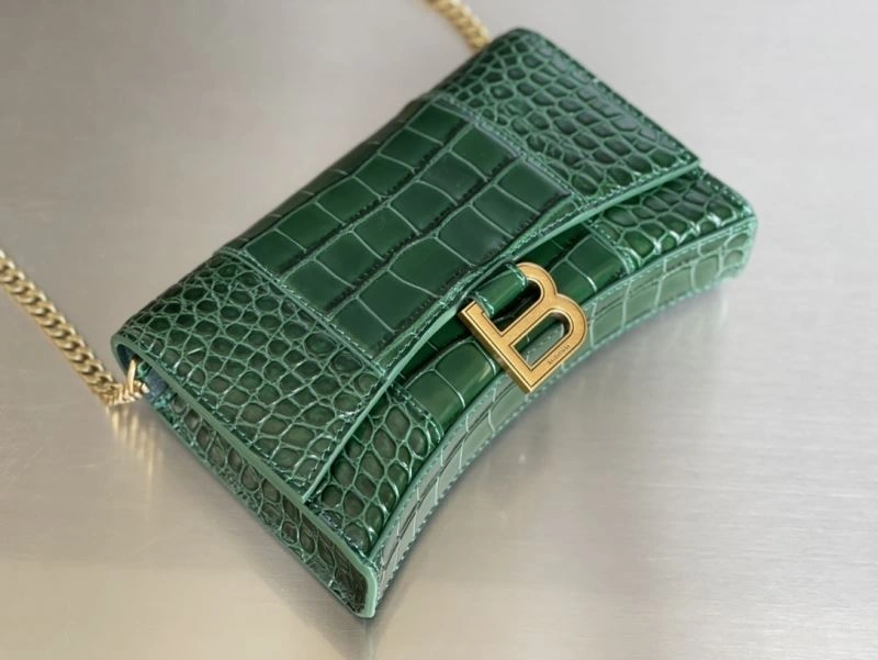 Balenciaga Crocodile Dark Green Hourglass Chain Bag Sophisticated 78698