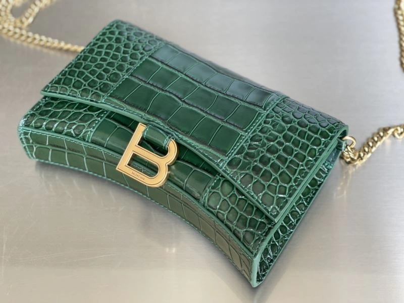 Balenciaga Crocodile Dark Green Hourglass Chain Bag Sophisticated 78698