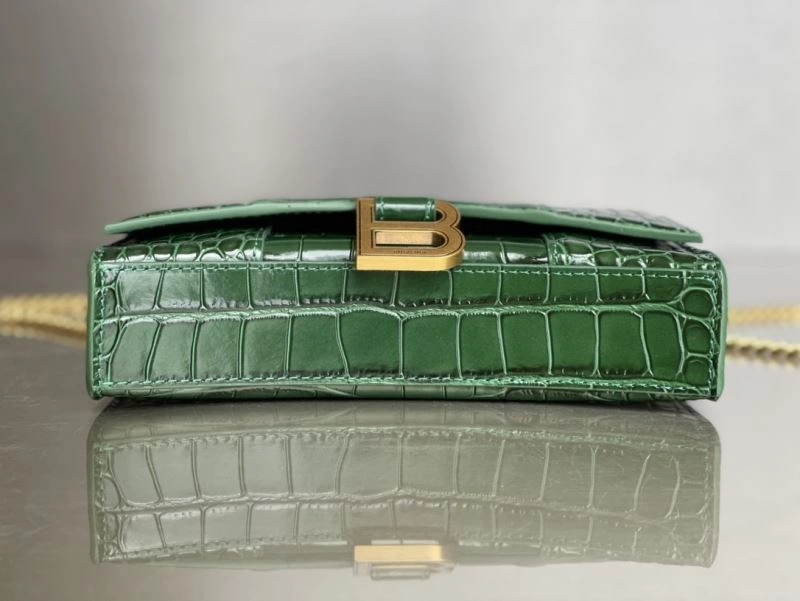 Balenciaga Crocodile Dark Green Hourglass Chain Bag Sophisticated 78698