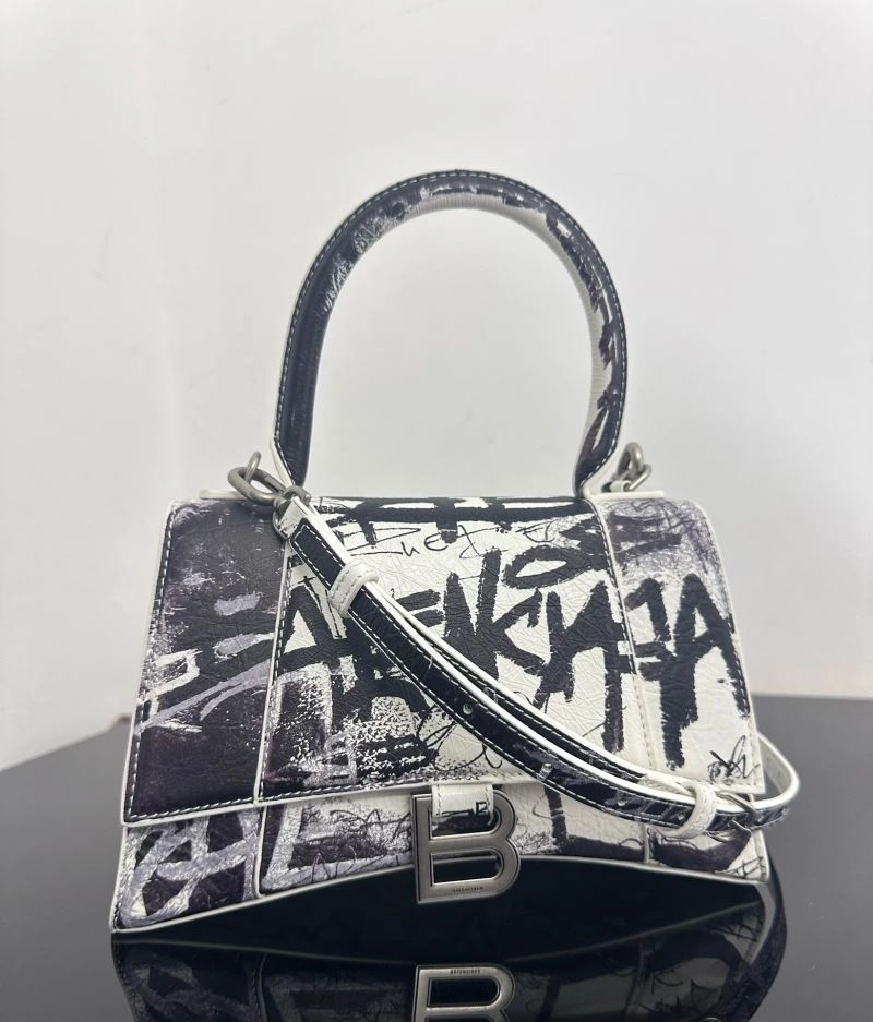 Balenciaga Crocodile-Embossed Hourglass Bag - White S Size Vibrant 72649