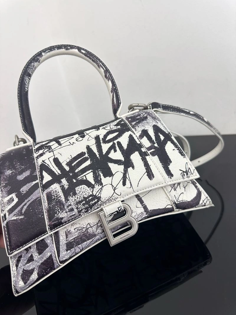 Balenciaga Crocodile-Embossed Hourglass Bag - White S Size Vibrant 72649