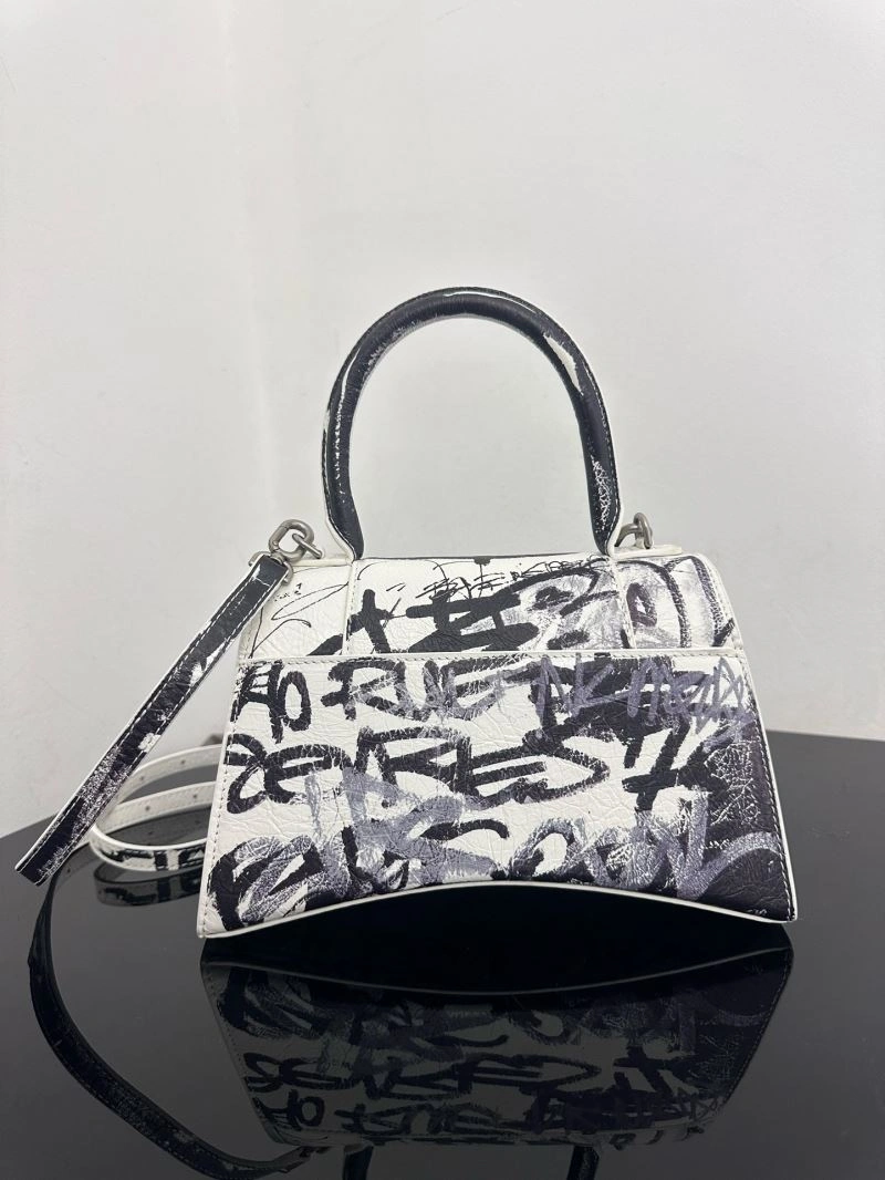 Balenciaga Crocodile-Embossed Hourglass Bag - White S Size Vibrant 72649