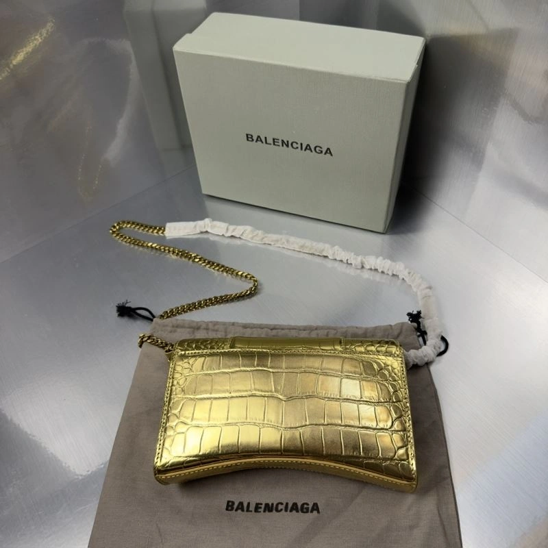 Refined Balenciaga Crocodile Gold Arc Hourglass Chain Bag 72653
