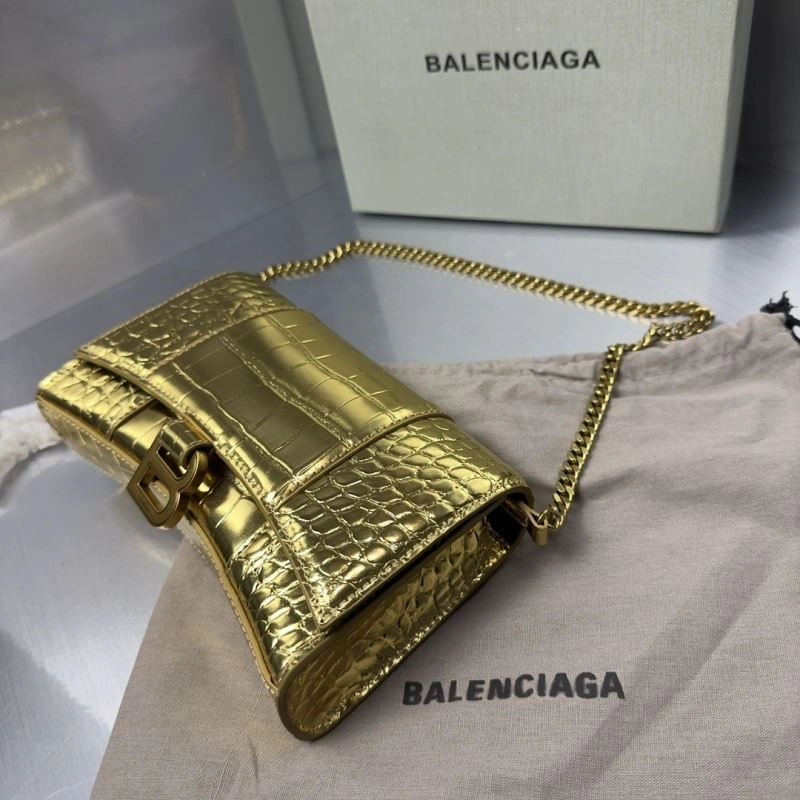Refined Balenciaga Crocodile Gold Arc Hourglass Chain Bag 72653