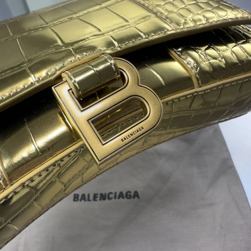 Refined Balenciaga Crocodile Gold Arc Hourglass Chain Bag 72653