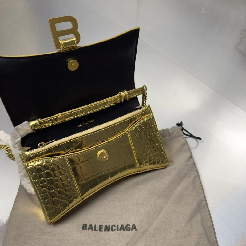 Refined Balenciaga Crocodile Gold Arc Hourglass Chain Bag 72653